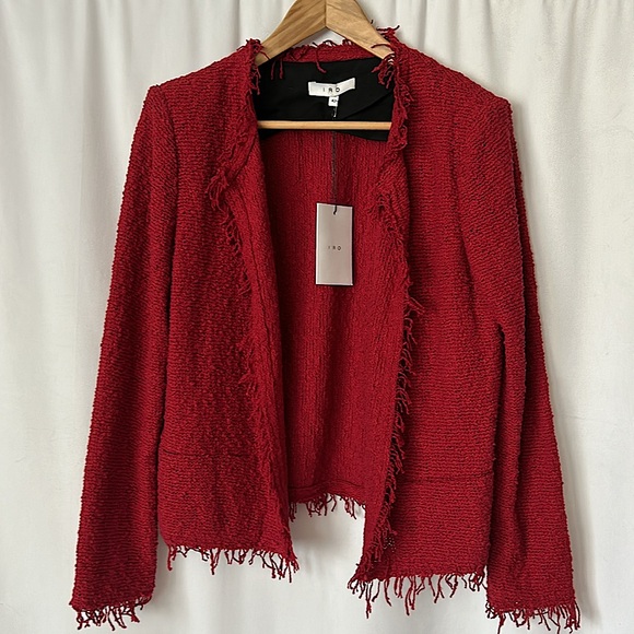 IRO Jackets & Blazers - IRO NWT Red Grenadine Shavani Fringed Long Sleeve Jacket Coat **Size 42/US 10**